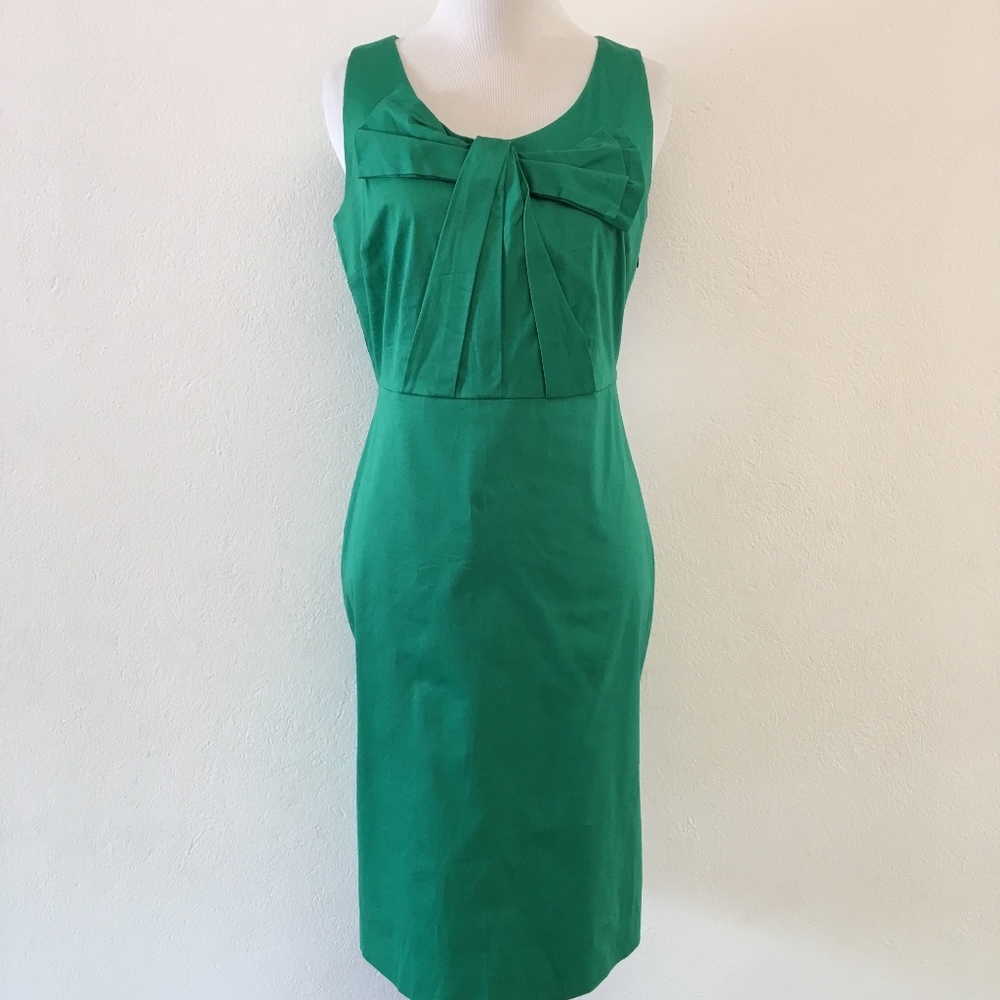 Boden Green Bow Sheath Dress Size 4 Sleeveless